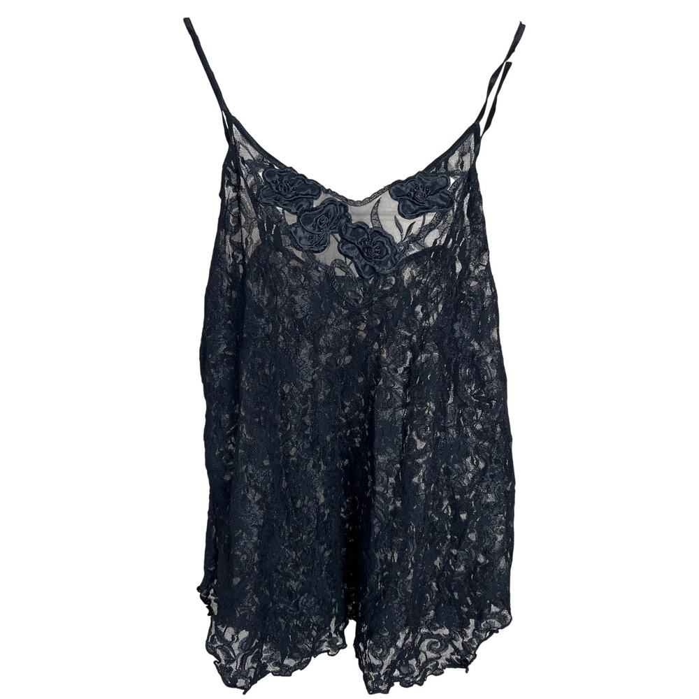 Victoria Secret Lace Black Floral Graphic Women's Top *Dimensions in Pictures*